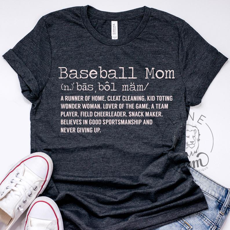  Baseball Mom Shirts for Women Funny Letter Print Tee