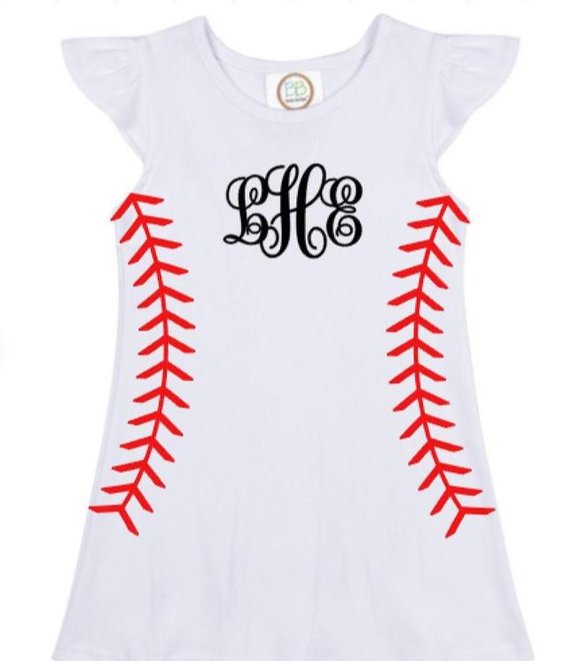 monogrammed baby baseball dress
