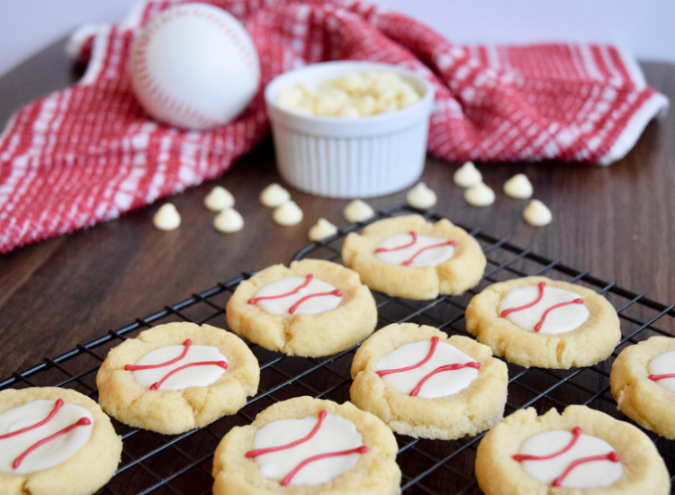 Thumbprint Baseball Cookies - That Baseball Mom