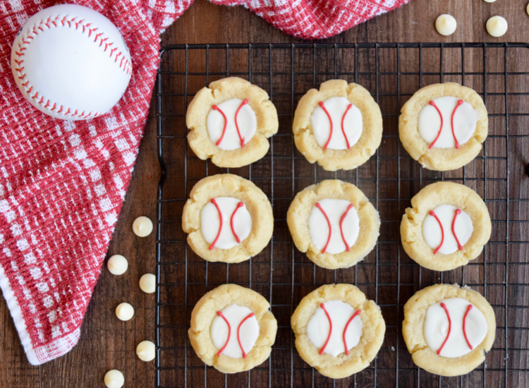 Thumbprint Baseball Cookies - That Baseball Mom